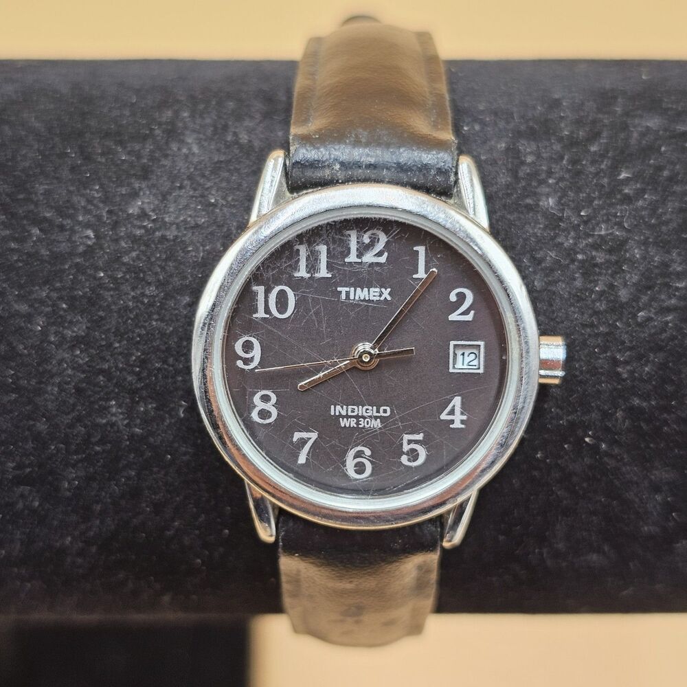 Timex Easy Reader Black Dial Indiglo WR 30M Quartz Date Watch New Battery